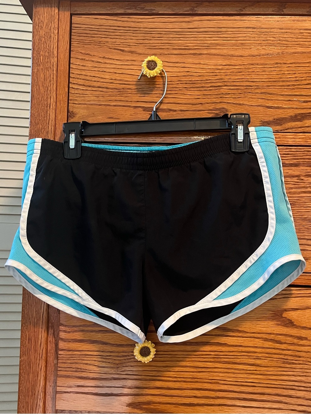 Arizona Jean Company Black Activewear Shorts with Aqua Lining